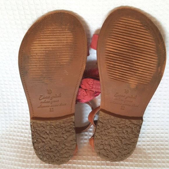 Zara Girls 27 9.5 Pink Orange Suede Tassel Sandals - Picture 8 of 8